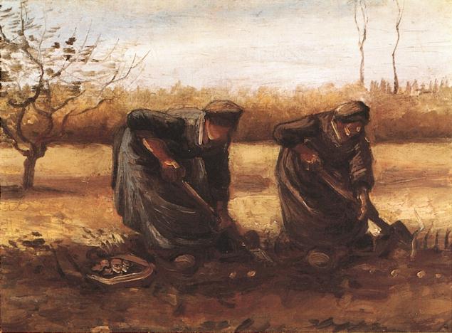 Картина Ван Гога Две крестьянки копающие картофель 1885